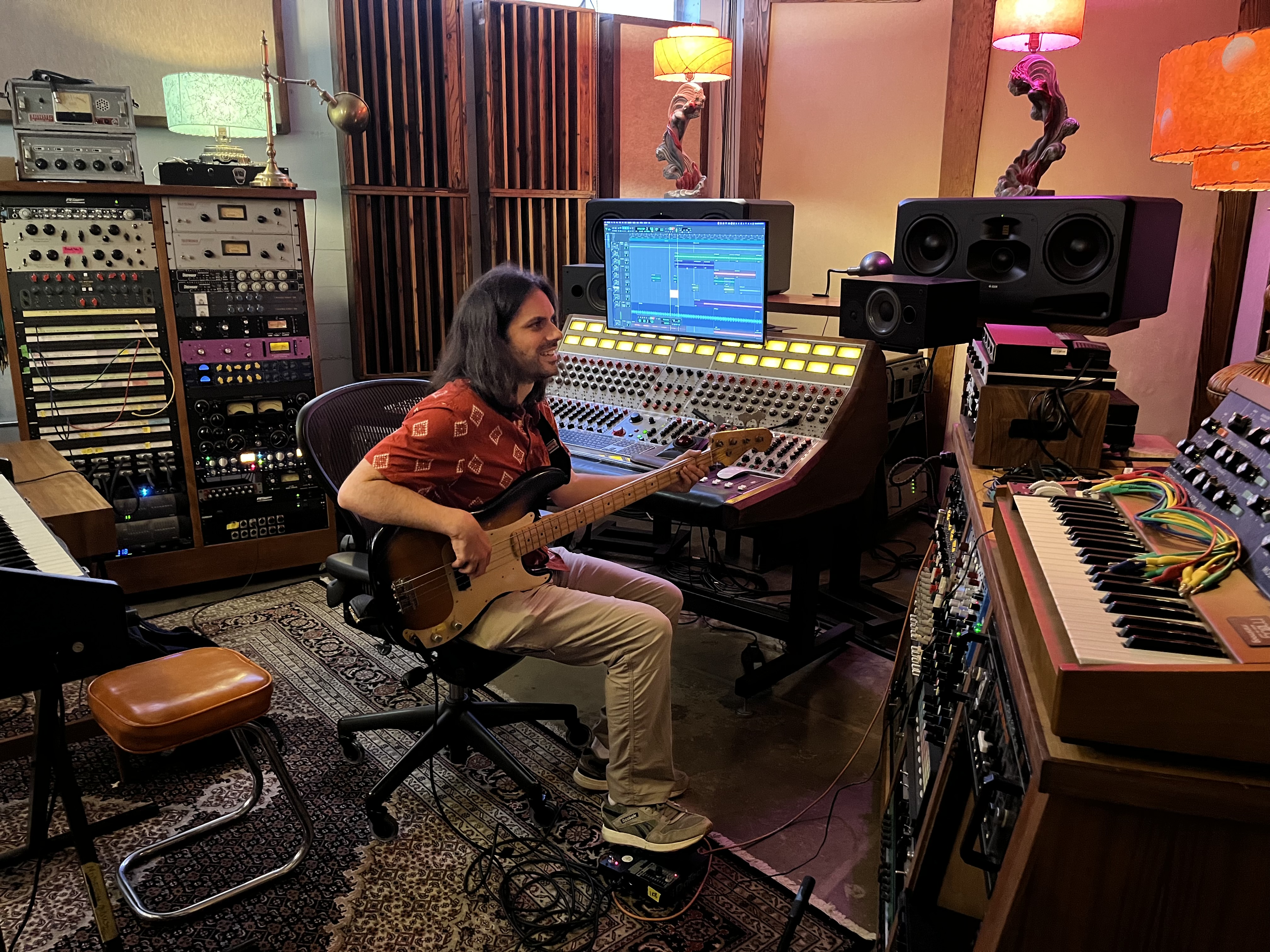 Hassan in recording studio